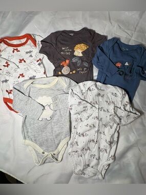 5pc Baby Boy Bodysuit Bundle 3-6M Gerber Carter’s Animal Print